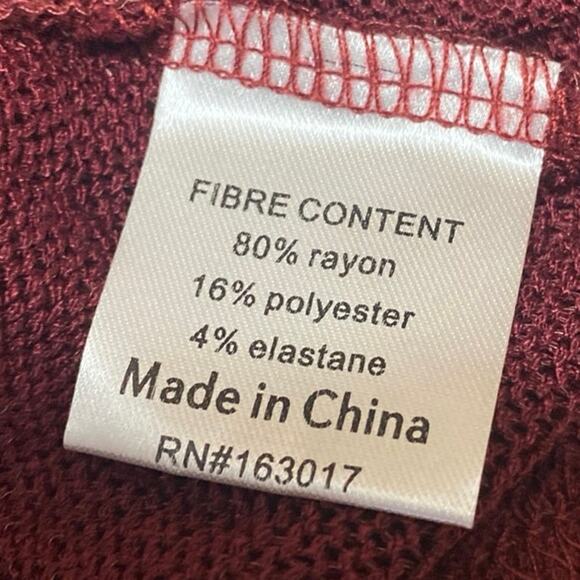 Princess Polly Pratt Red Long Sleeve Knit Sheer Asymmetric Hem Crop Top Size 0 - Picture 4 of 4